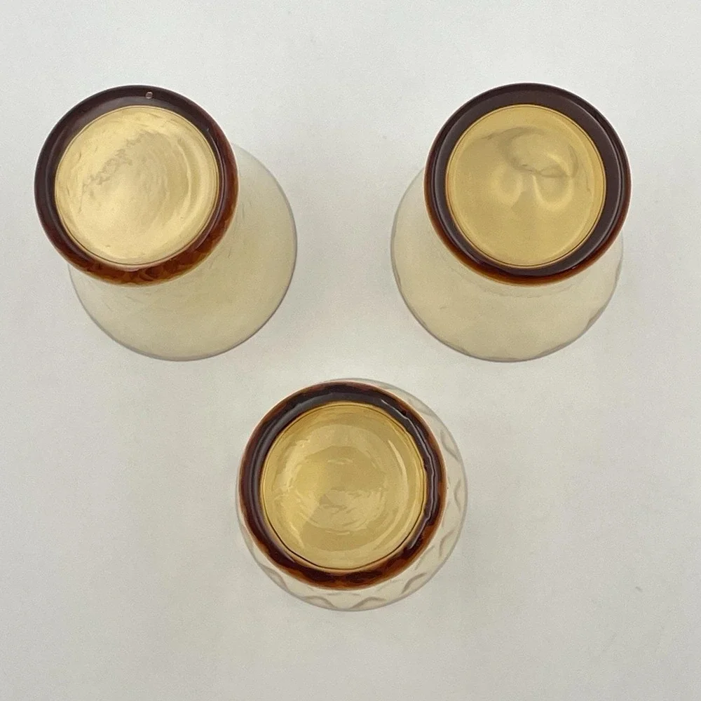 Vintage 1960s Amber Glass‎ Tumblers Set of 3 3.25